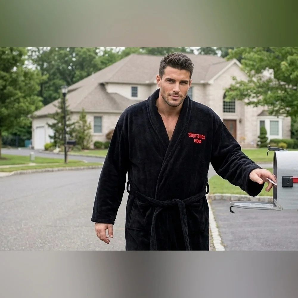 Sopranos HBO Black Men's Bathrobe One Size